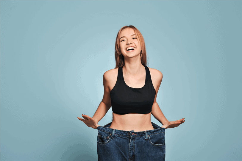 girl happy with her weight loss